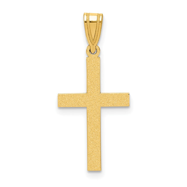 14k Sandblasted Cross Pendant, 25 x 12mm