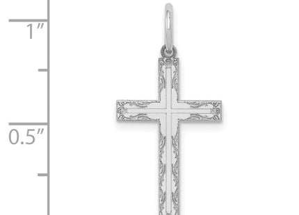 14K White Gold Laser Designed Cross Pendant (Style XR1013)