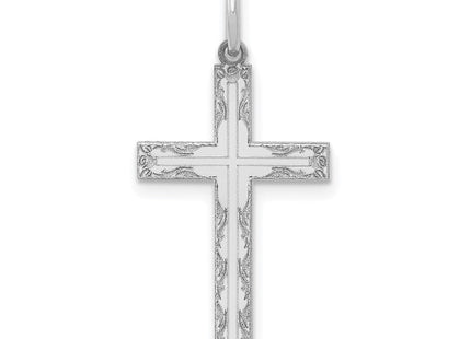 14K White Gold Laser Designed Cross Pendant (Style XR1013)