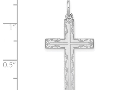 14K White Gold Laser Designed Cross Pendant (Style XR1014)