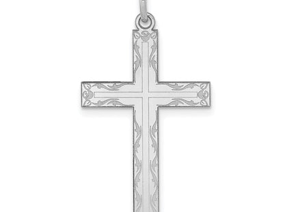 14K White Gold Laser Designed Cross Pendant (Style XR1014)