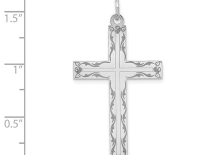 14K White Gold Laser Designed Cross Pendant (Style XR1015)