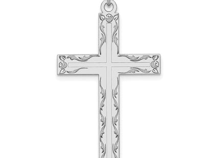 14K White Gold Laser Designed Cross Pendant (Style XR1015)
