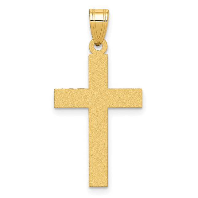 14k Sandblasted Cross Pendant, 35 x 19mm
