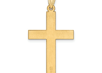 14k Sandblasted Cross Pendant, 35 x 19mm