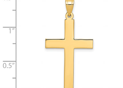 14k Sandblasted Cross Pendant, 35 x 19mm