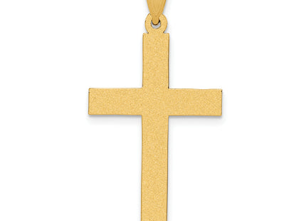 14k Sandblasted Cross Pendant, 35 x 19mm
