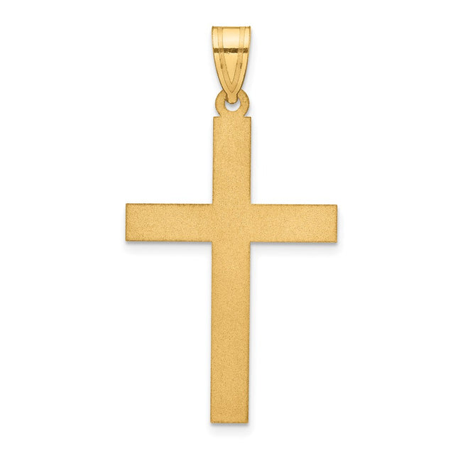14k Sandblasted Cross Pendant, 38 x 21mm