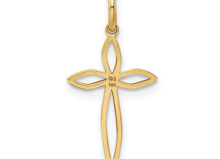 14K gold cross charm, further view