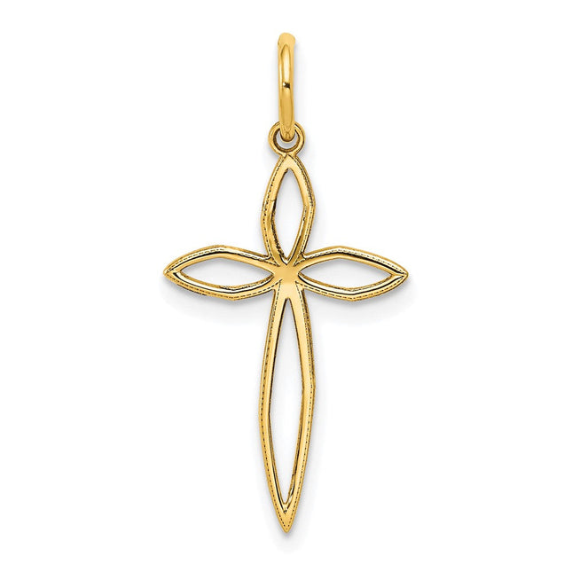 14K Laser Designed Passion Cross Charm, 25 x 13mm