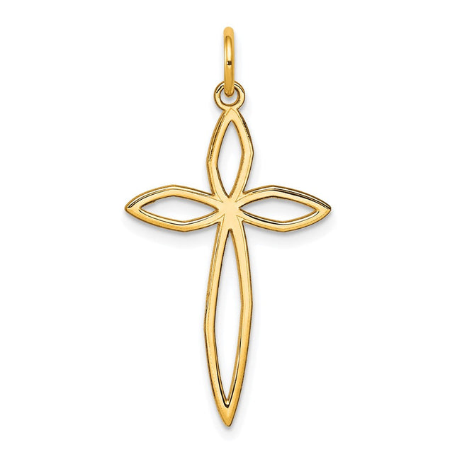 14K Laser Designed Passion Cross Pendant, 31 x 17mm