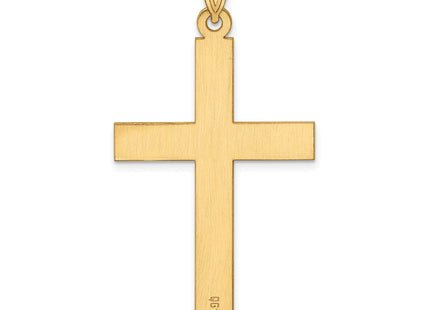 14k Sandblasted Cross Pendant, 50 x 25mm