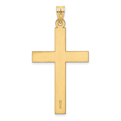 14K Sandblasted Cross Pendant, 50 x 25mm