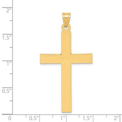 14K Sandblasted Cross Pendant, 50 x 25mm