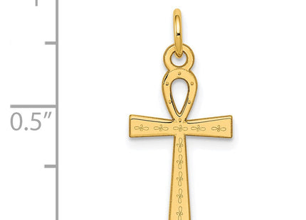 14K Laser Designed Ankh Cross Charm (Style XR1064)