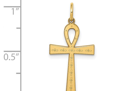 14K gold cross charm, another view