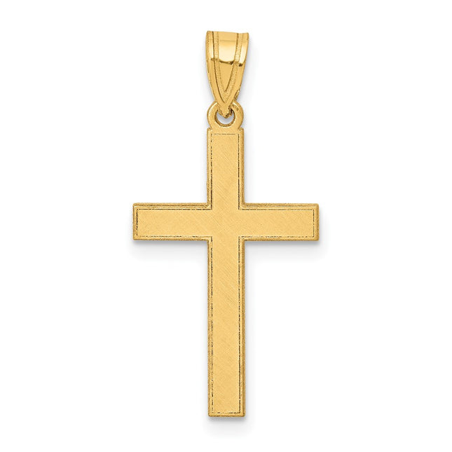 14k Florentine Satin Cross Pendant, 25 x 12mm