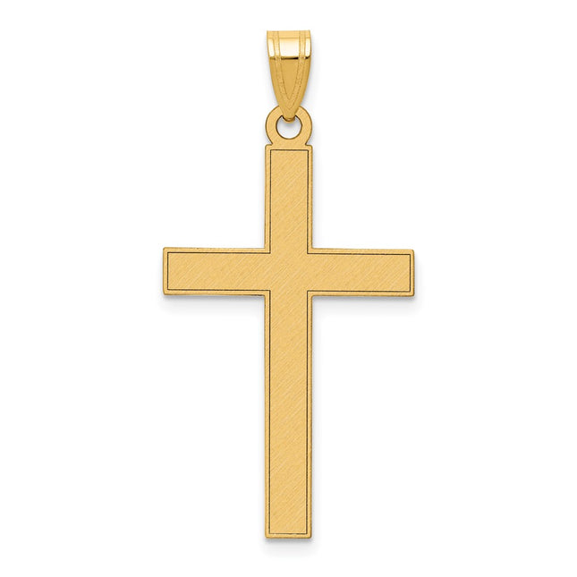 14k Florentine Satin Cross Pendant, 36 x 18mm