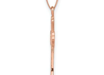 14K Rose Gold Cross Pendant, 22 x 14mm