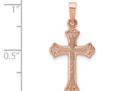 14K Rose Gold Cross Pendant, 22 x 14mm