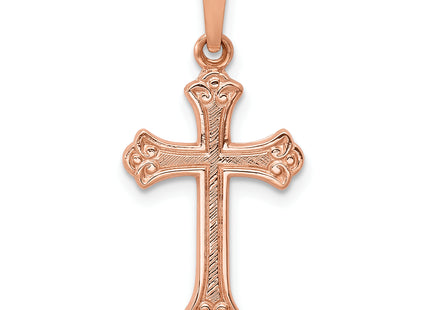 14K Rose Gold Cross Pendant, 22 x 14mm