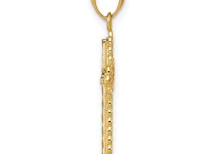 14K w/Rhodium Diamond-Cut Cross Pendant (Style XR1230)