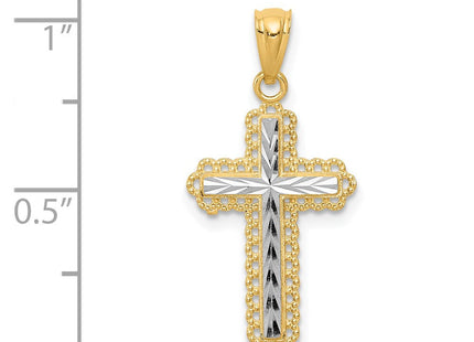 14K w/Rhodium Diamond-Cut Cross Pendant (Style XR1230)