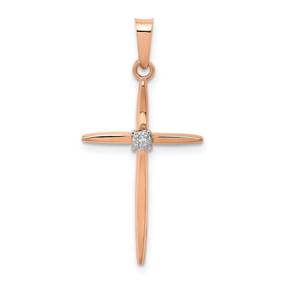14K rose gold diamond cross pendant