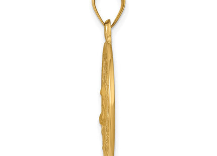 14k Polished and Satin Face of Jesus Medal Hollow Pendant (Style XR1243)
