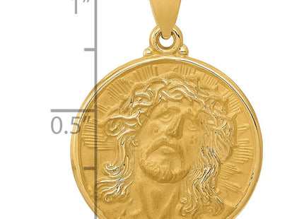14k Polished and Satin Face of Jesus Medal Hollow Pendant (Style XR1243)
