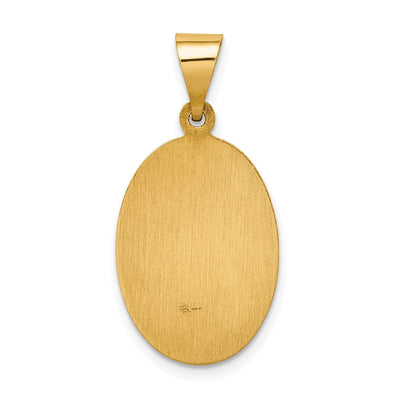 14K Polished and Satin Our Lady Guadalupe Medal Hollow Pendant, 28 x 13mm