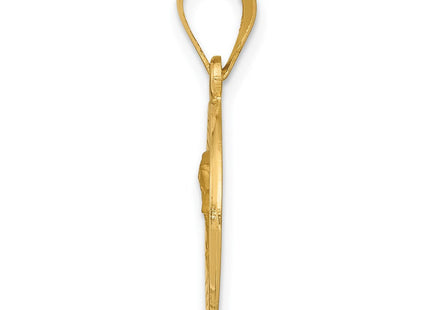 14k Polished and Satin Our Lady of Sorrows Medal Hollow Pendant (Style XR1257)
