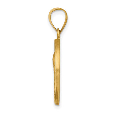 14K Polished and Satin Our Lady of Sorrows Medal Hollow Pendant, 26.5 x 19mm