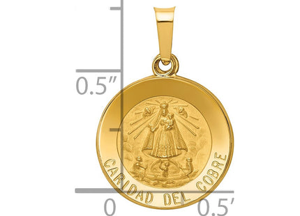 14k Polished and Satin Caridad del Cobre Medal Hollow Pendant (Style XR1259)
