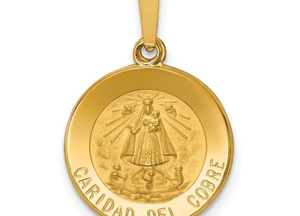 14k Polished and Satin Caridad del Cobre Medal Hollow Pendant (Style XR1259)