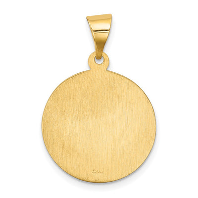 14K Polished and Satin Sacred Heart of Mary Medal Hollow Pendant, 26.8 x 18.5mm