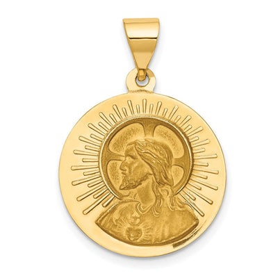 14K Matka Boska Czestochowska Reversible Medal Hollow Pendant, 26.5 x 18.5mm