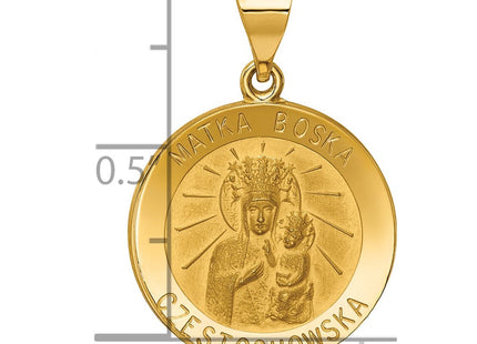 14K Matka Boska Czestochowska Reversible Medal Hollow Pendant (Style XR1264)