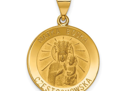 14K Matka Boska Czestochowska Reversible Medal Hollow Pendant (Style XR1264)