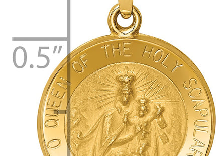 14k Queen of the Holy Scapular Reversible Medal Hollow Pendant, 23 x 15.85mm