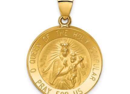 14k Queen of the Holy Scapular Reversible Medal Hollow Pendant (Style XR1266)