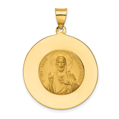 14K Queen of the Holy Scapular Reversible Medal Hollow Pendant, 32.6 x 25mm
