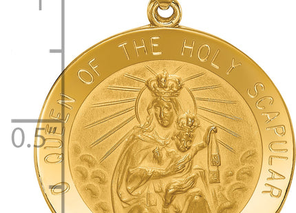 14k Queen of the Holy Scapular Reversible Medal Hollow Pendant, 32.6 x 25mm