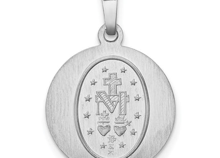 14K white gold miraculous medal pendant, further view