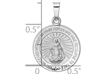 14K white gold miraculous medal pendant, another view