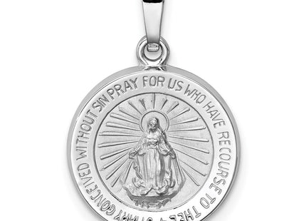 14K white gold miraculous medal pendant