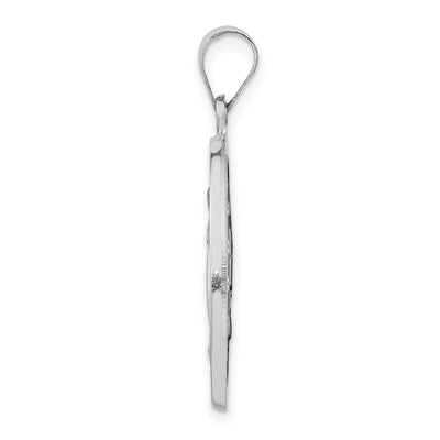 14K White Gold Polished /Satin Miraculous Medal Hollow Pendant, 30 x 22mm