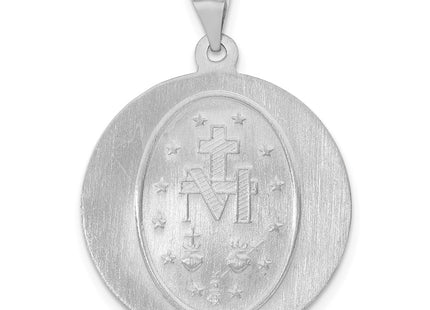 14K white gold miraculous medal pendant, further view