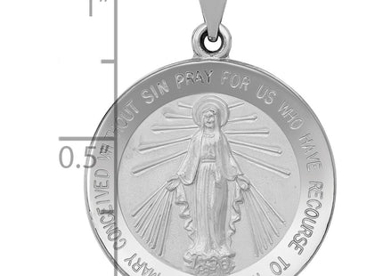 14K white gold miraculous medal pendant, another view