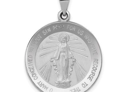14K white gold miraculous medal pendant